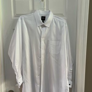 NWOT Men's Jos A Bank White French Cuff Dress Shirt- 18 in neck, 34 in inseam